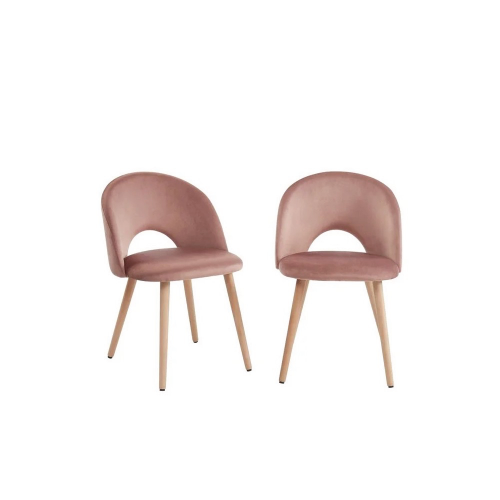 Lote de 2 sillas estilo moderno terciopelo rosa bella
